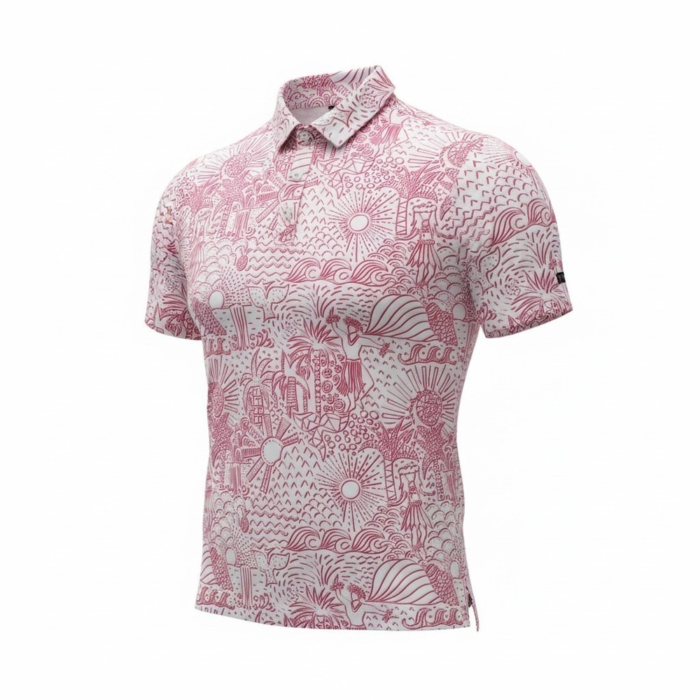 NWOT Men's YATTA Golf Shaka Life Polo Shirt Size XL White Pink FREE SHIP